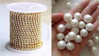 3 Beautiful Party Wear Earrings Making At Home | Pearl Earrings | uppunutihome