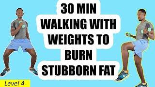 30-Min Walk at Home Workout with Weights to Burn Stubborn Fat - Beginner Friendly