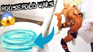 WWE Action Figure "Household Wars" Match! Cody Rhodes Vs The Rock!