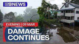 Rain from ex-Tropical Cyclone Alfred unfolds flood emergency and damaging winds | 9 News Australia