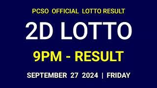 2D LOTTO RESULT TODAY 9PM DRAW EVENING September 27, 2024 Friday EZ2 2D LOTTO RESULT 3RD DRAW