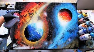 YIN YANG GALAXY SPRAY PAINT ART by Skech