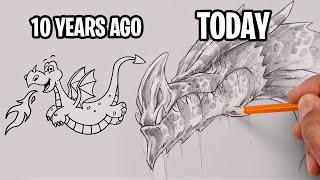 Redrawing my FIRST DRAGON...10 Years Later (for BEGINNERS)