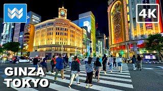 [4K] Ginza Shopping District in Tokyo Japan  2024 Chuo-Dori Street Night Walking Tour Travel Vlog