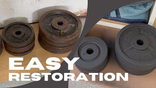 Easy Iron Weight Plates Restoration (stop the rust!)