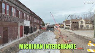 Michigan Interchange, Gordie Howe Bridge | Survol du site du pont canadien et américain