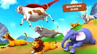 Super Cow's Epic Mountain Slide Adventure: Funny Animals Comedy adventures 2024