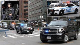 High risk motorcades pass protesters during large security operation in New York 