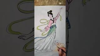 How to Draw a Traditional Dancing Woman | Step-by-Step Art