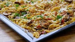 Oven-Baked Pointed Cabbage Cheese Spaetzle with Mushrooms & Bacon | Recipe | FastFood | Quick | Easy