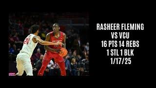Rasheer Fleming vs VCU (16 PTS 14 REBS 1 STL 1 BLK) 1/17/25