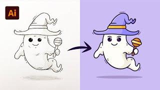 Adobe Illustrator Tutorial - Create a Ghost Character from Sketch (HD)