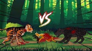 Tiger KO MATION vs Black Jaguar - Wild Animal Battle - DC2 Animation