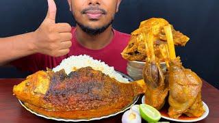 ASMR ; Eating Spicy Big Whole Fish Curry,Goat Head Curry,Mutton Leg Curry With Rice || Mukbong Show