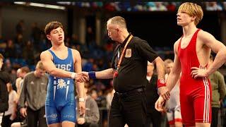 U15 Aleks Klava (LAT) vs Arion Rahmani (FRA) 68kg. Greco-roman boys youth wrestling.