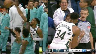 Giannis dunks on Miles Bridges then gets HEATED at refs for foul at end of game vs Hornets