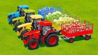 LOAD AND TRANSPORT DIFFERENT EASTER EGGS WITH JOHN DERRE & VALTRA TRACTORS - Farming Simulator 22