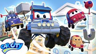 SuperTruck Monster Truck and Avengers save the City | Cars & Trucks Rescue for Kids | Car City