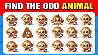 66 puzzles for GENIUS | Find the ODD One Out - Animal Edition  Animal Emoji Quiz