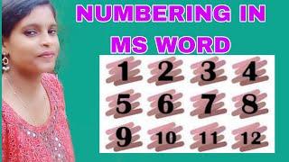 How to add Numbering in Ms Word