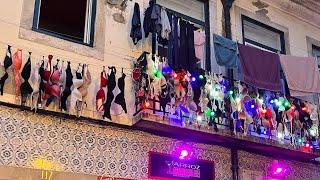 Nightlife in Lisbon Portugal/Red Light District | Walk to Pink Street I Cat Walks at Night