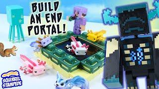 Minecraft Electronic Warden Action Figure Builds an Axolotl End Portal Pond Mattel Review