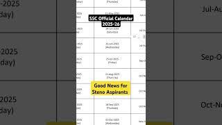 SSC Official Calendar OUT  Good News for Steno Aspirants