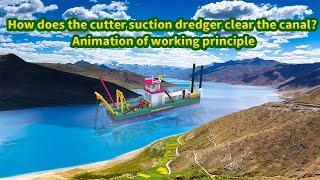 How does the cutter suction dredger clear the canal?Animation of working principle