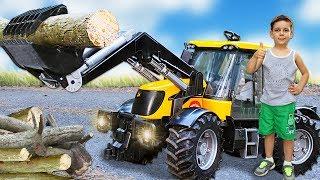 Tractor loader Bruder JCB Fastrac stuck in the woods Video about cars | Toys 2 boys