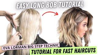 How to Cut Long Bob Haircut and Dye Balayage | Women’s Haircut Tutorial 2023 by Eva Lorman