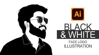 FACE LOGO _Vector Art | Black & white Vector Portrait ( Speed Art) | Adobe Illustrator CC