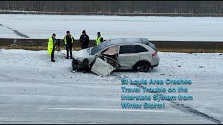 01-05-2025 Greater St Louis, Missouri - Ice and Snow - Accidents - Drone - 14 minutes of Travel