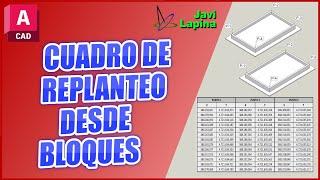 Cuadro replanteo o coordenadas desde bloques en Autocad