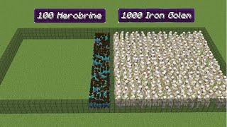 1000 iron golem vs 100 herobrine | Minecraft Mob Battle