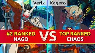GGST ▰ Verix (#2 Ranked Nagoriyuki) vs Kagero (TOP Ranked Happy Chaos). High Level Gameplay