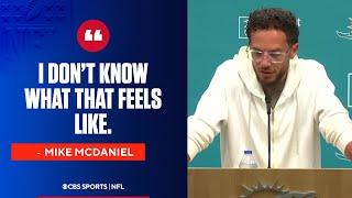 Dolphins head coach Mike McDaniel has emotional response to Tyreek Hill police incident.