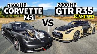 3,500hp Drag Race… R35 GT-R vs C6 Corvette, 7 Second Showdown! // THIS vs THAT