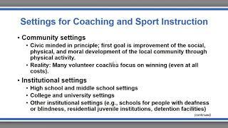 KINE 2310 - Chapter 14: Careers in Coaching and Sports Instruction