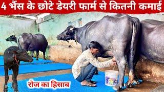 रोज कितना दूध कितना खर्चा ।4 भैंस से कितनी कमाई | Dairy Farming Income