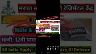 Maratha Light Infantry Regimental Centre 2021 | Indian Army Vacancy | #shorts #youtubeshorts