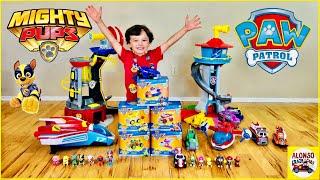 Paw Patrol Mighty Pups adventure Mighty Lookout Tower Jet Command Center and new Mighty Vehicles