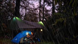 AMAZING CAMPING HEAVY  RAIN Relaxing camping in heavy rain•ASMR