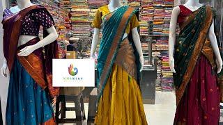 Silk semi-stitch half saree in commercial Street, Bangalore | @knssilksdesigners | #onlineshopping