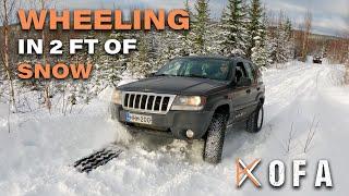 Snow wheeling adventure in over 2 ft of snow! | Jeep WJ and Land Cruiser 80 Series Offroad Adventure