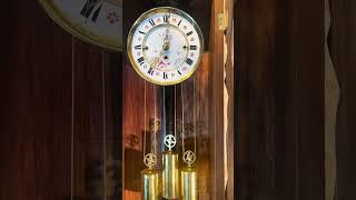 Amazing Germany Striking Vienna Clock,3 Brass Weights Driven,Carved Wood Case