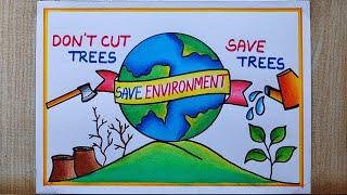 World Environment Day drawing| Save Environment drawing easy| Save Earth poster drawing easy