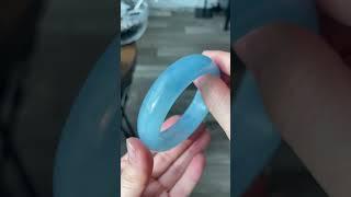 AAAAAA Grade Clear Blue sky cloud Surround Natural Aquamarine Bangle Gemstone Bracelet 60.5mm BA9474