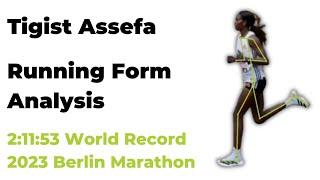 Running Form Analysis of Tigist Assefa's Female Marathon World Record at the 2023 Berlin Marathon