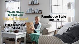 Thrift Store Makeover, Vaseline Distress Method, Wooden Ice cream bucket Makeover