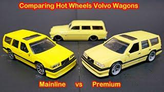 Comparing Hot Wheels Mainline and Premium Volvo Wagons